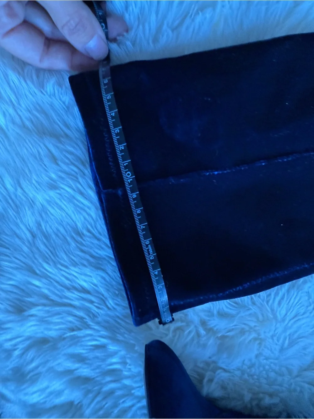 Zara Navy Velvet Over-the-Knee Block Heel Boots